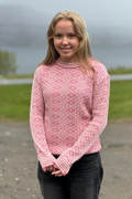 Patterned Wool Sweater Crewneck, Pink