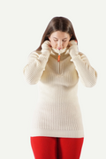 Hustadvika 2.0 Wool Sweater Half Zip, Offwhite
