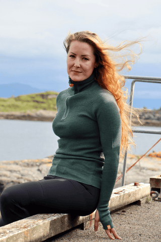 Havbris 2.0 Ulltrøye Half Zip, Mosegrønn