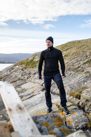 Lanullva Hustadvika 2.0 Wool Sweater Half Zip, Coal