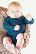 Havbris 2.0 Wool Baby Bodysuit, Mountain Blue