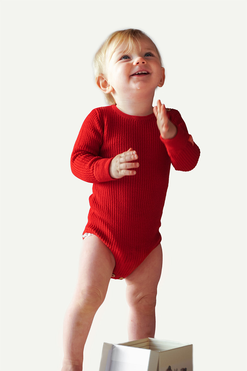 Lanullva Havbris 2.0 Wool Baby Bodysuit, Cranberry