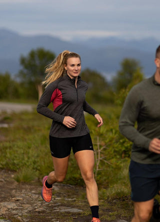 Basic Half Zip Dame, Antrasitt/Bringebær-Lanullva