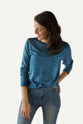 Basic T-Shirt Ladies Long Sleeve, Arctic Blue
