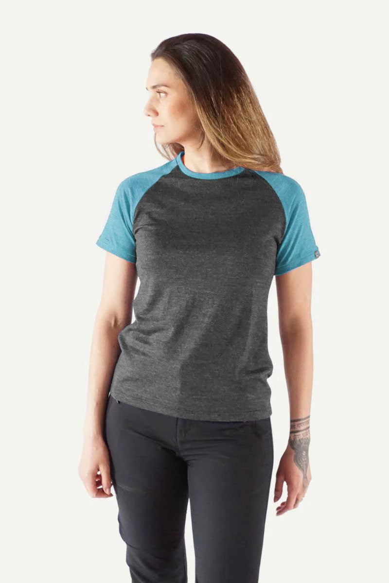 Lanullva Basic T-Shirt Women, Anthracite / Northern Lights