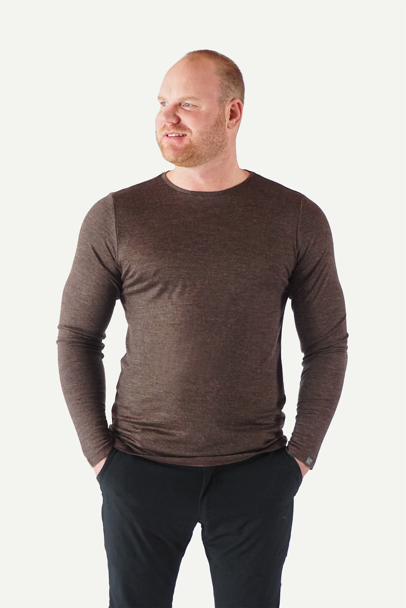 Lanullva Basic T-Shirt Men's Long Sleeve, Bark