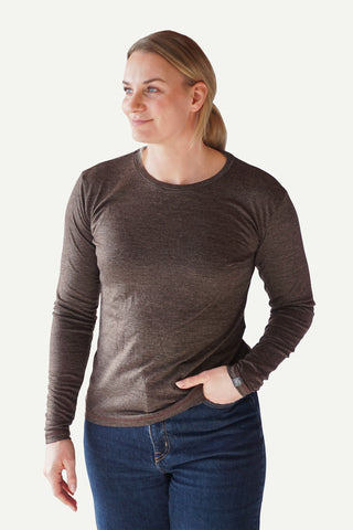 Lanullva Basic T-Shirt Women's Long Sleeve, Bark
