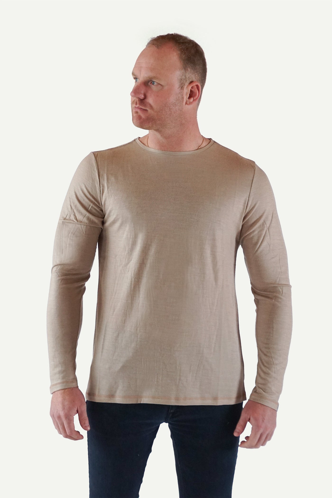 Lanullva Basic T-Shirt Men's Long Sleeve, Linen