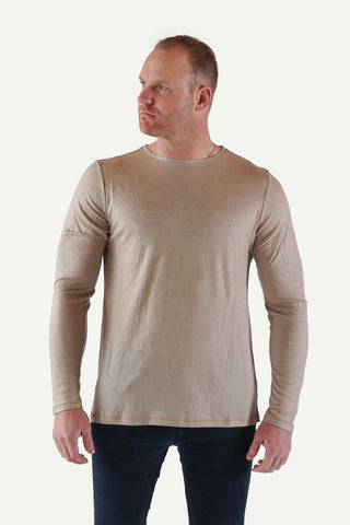 Lanullva Basic T-Shirt Men's Long Sleeve, Linen