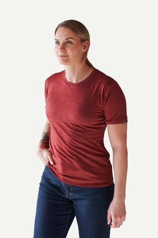 Lanullva Basic T-Shirt Women, Burgundy