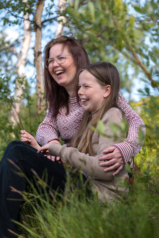 Lanullva Patterned Wool Crewneck Sweater, Heather Pink
