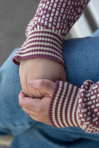 Lanullva Patterned Wool Crewneck Sweater, Heather Pink