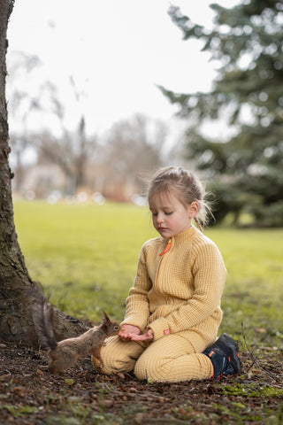 Lanullva Hustadvika 2.0 Wool Cardigan Zip Children, Buttercup