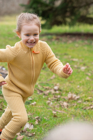 Lanullva Hustadvika 2.0 Wool Cardigan Zip Children, Buttercup