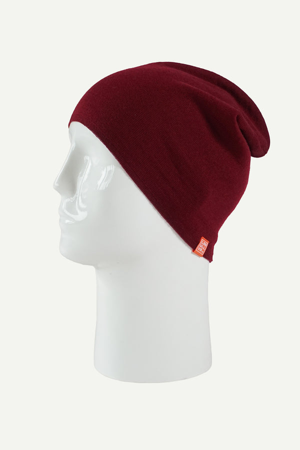 Lanullva Havbris 2.0 Wool Hat Plain Knit, Burgundy