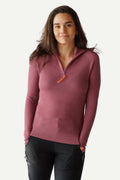 Havbris 2.0 Wool Sweater Half Zip, Heather Pink