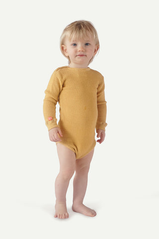 Lanullva Sea Breeze 2.0 Wool Baby Bodysuit, Buttercup
