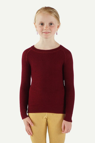 Lanullva Havbris 2.0 Wool Sweater Kids, Burgundy