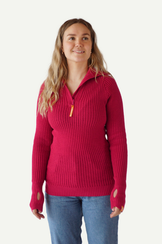 Hustadvika 2.0 Ullgenser Half Zip, Bringebær-Lanullva