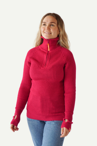 Hustadvika 2.0 Ullgenser Half Zip, Bringebær-Lanullva