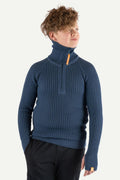 Hustadvika 2.0 Wool sweater Half Zip Junior, Atlantic blue