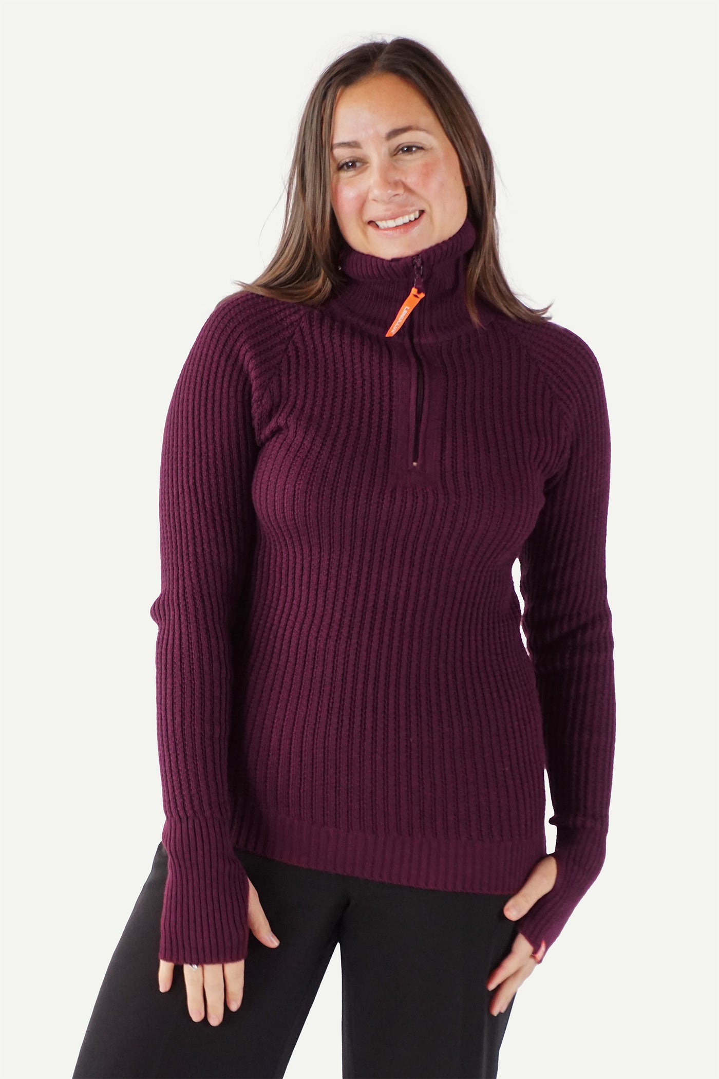 Lanullva Hustadvika 2.0 Wool Sweater Half Zip, Plum