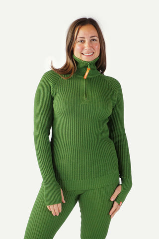 Lanullva Hustadvika 2.0 Wool Sweater Half Zip, Spring Green
