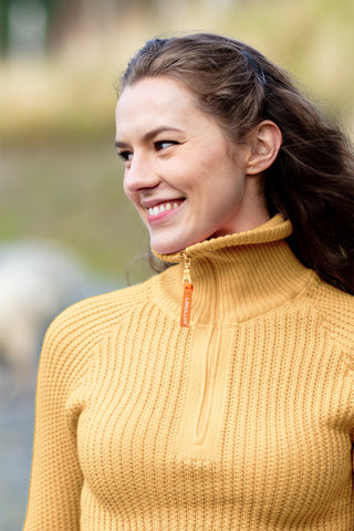 Lanullva Hustadvika 2.0 Wool Sweater Half Zip, Buttercup