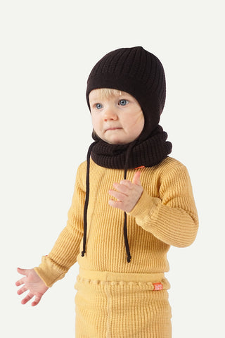 Lanullva Hustadvika 2.0 Wool Hat Flaps Children, Bark