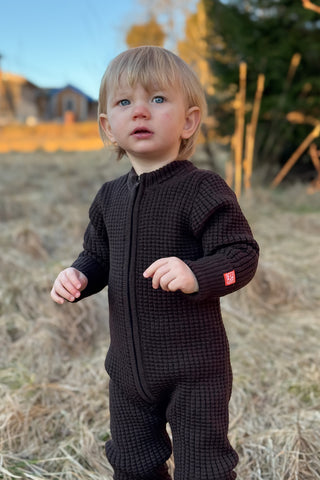 Hustadvika 2.0 Wool Babysuit Zip, Bark