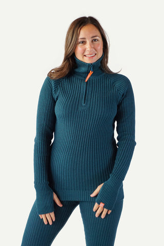 Lanullva Hustadvika 2.0 Wool Sweater Half Zip, Mountain Blue