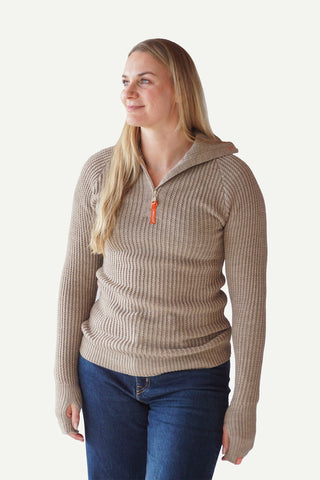 Lanullva Hustadvika 2.0 Wool Sweater Half Zip, Linen