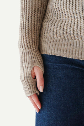 Lanullva Hustadvika 2.0 Wool Sweater Half Zip, Linen