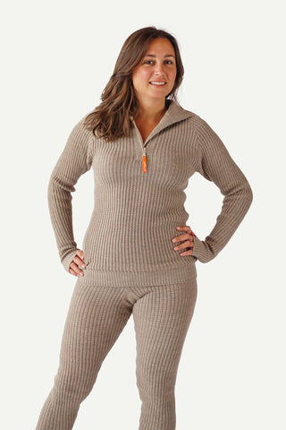 Lanullva Hustadvika 2.0 Wool Sweater Half Zip, Linen