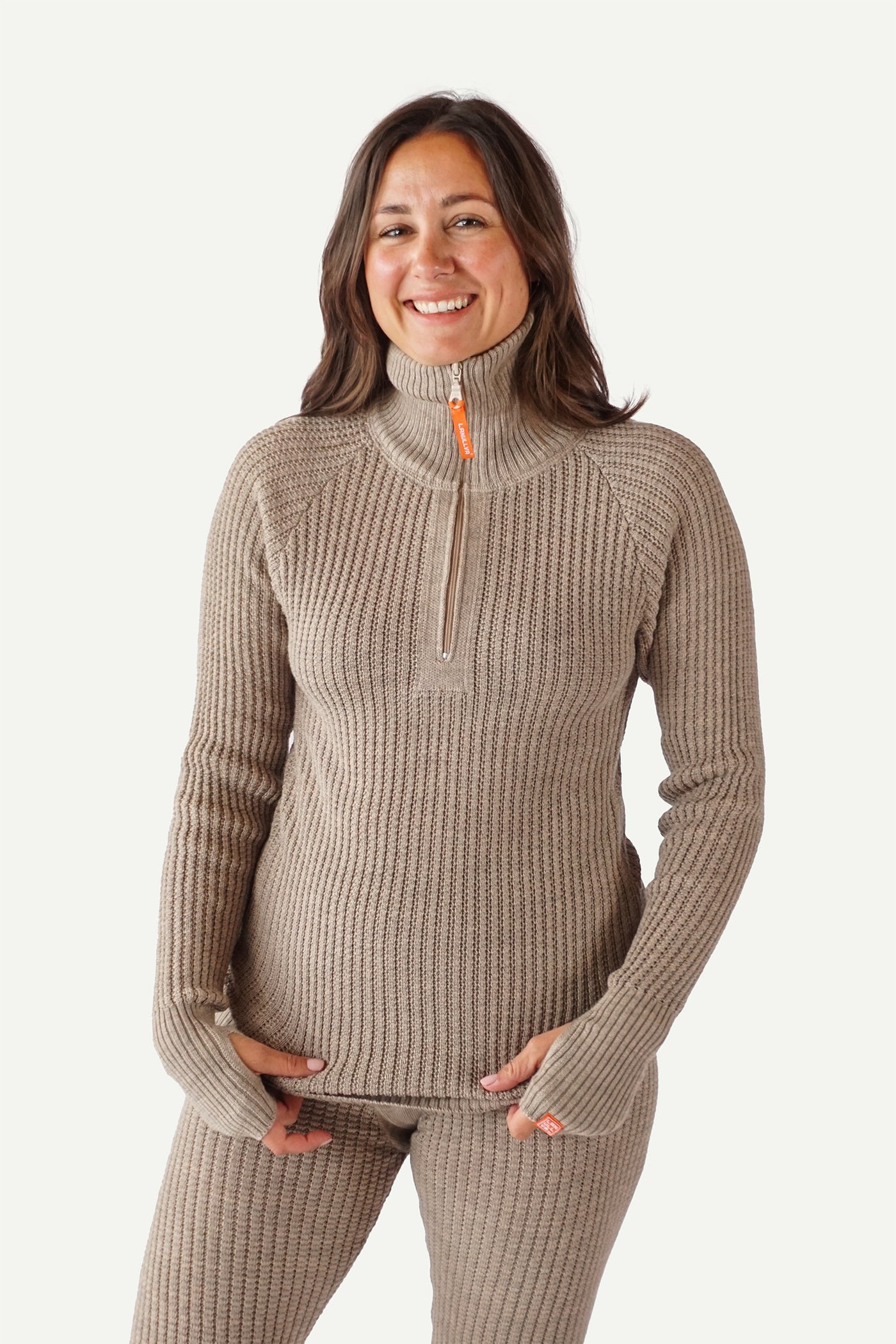 Lanullva Hustadvika 2.0 Wool Sweater Half Zip, Linen