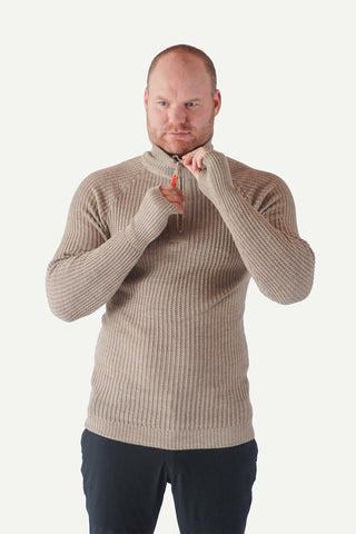 Lanullva Hustadvika 2.0 Wool Sweater Half Zip, Linen
