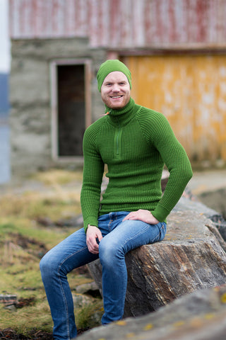Lanullva Hustadvika 2.0 Wool Sweater Half Zip, Spring Green