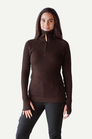 Lanullva Hustadvika 2.0 Wool Sweater Half Zip, Bark
