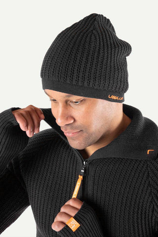 Lanullva Hustadvika Wool Hat Rib knit 2.0, Coal