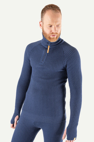 Lanullva Hustadvika 2.0 Wool sweater Half Zip, Atlantic blue