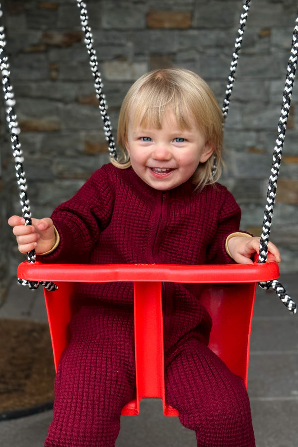 Lanullva Hustadvika 2.0 Wool Baby Suit Zip, Burgundy