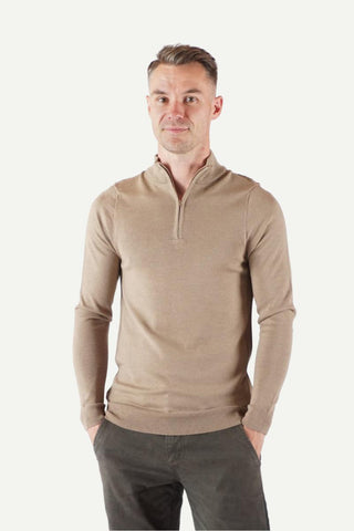 Klassisk 2.0 Ullgenser Half Zip, Valnøtt-Lanullva