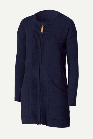 Lanullva Classic Wool Knitted Jacket Women Zip, Midnight Blue