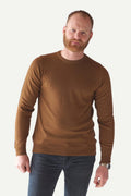 Classic Wool Sweater Men's Round Neck, Nutmeg