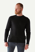 Classic Wool Sweater Men's Round Neck, Black