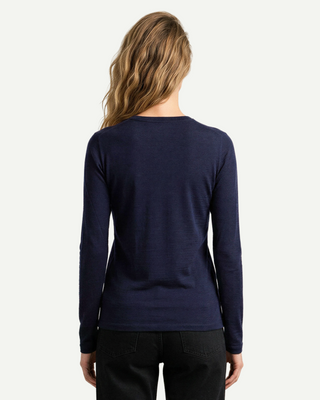 Everyday Langarm-Wollshirt Damen, Nachtblau