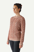 Patterned Wool Crewneck Sweater, Boathouse Red
