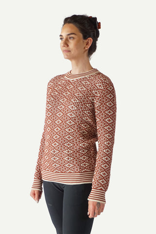 Lanullva Patterned Wool Crewneck Sweater, Boathouse Red