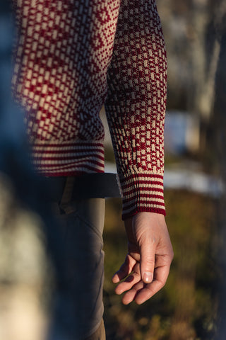 Lanullva Patterned Wool Crewneck Sweater, Burgundy