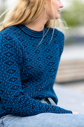 Patterned Wool Crewneck Sweater, Arctic Blue